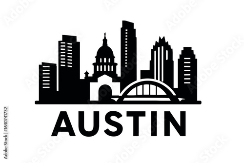 Austin city skyline with iconic buildings and landmarks