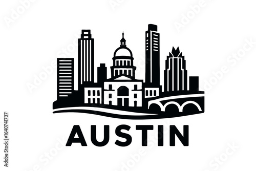 Austin city skyline with iconic buildings and landmarks