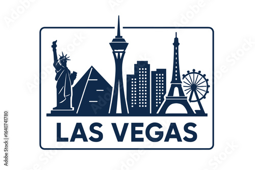 Las Vegas city skyline with iconic buildings and landmarks