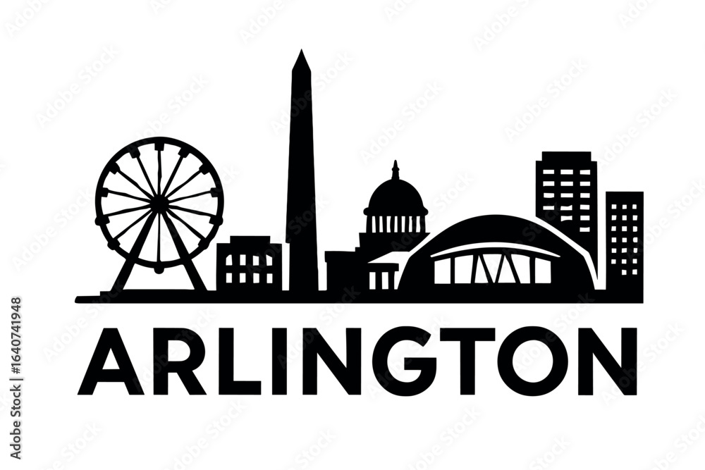 Fototapeta premium Arlington city skyline with iconic buildings and landmarks