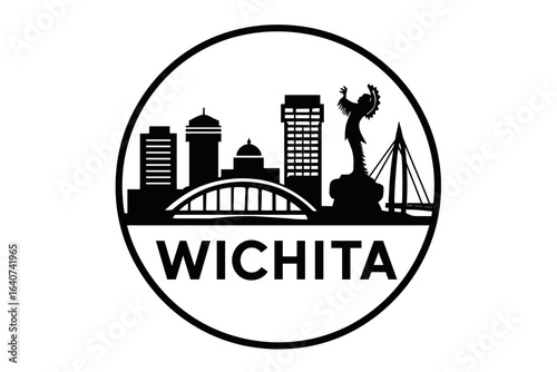 Wichita city skyline with iconic buildings and landmarks