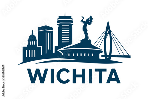 Wichita city skyline with iconic buildings and landmarks