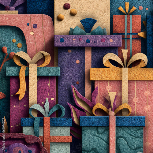 Colorful Gift Boxes with Ribbons for Celebration and Festivity