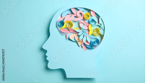 Wallpaper Mural Abstract paper cutout of a head with a decorative brain Torontodigital.ca