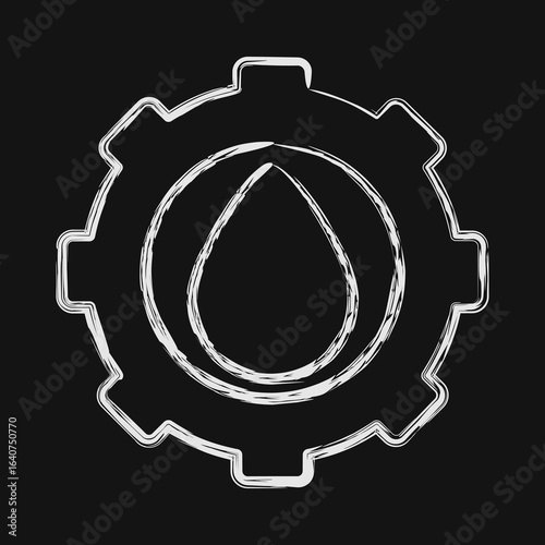 Icon oil development. Oil Industry elements. Icon in chalk style.