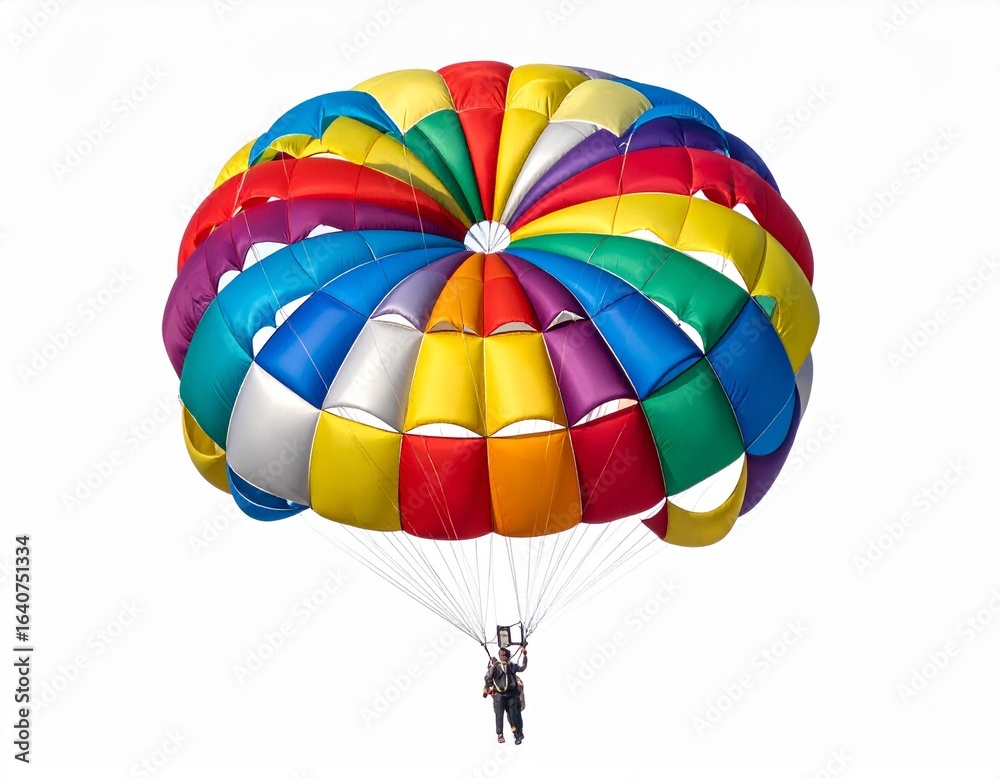 Fototapeta premium Colorful Parasailing Parachute on whie background 