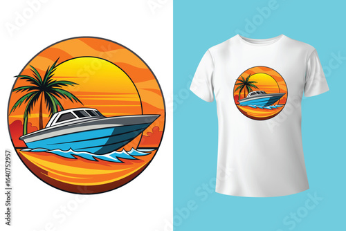 Unique t-shirt design for sailing aboard a boat at sea and oceans - vintage retro design - old sailing boat T-Shirt Design 2025 #01 (Pixel perfect vector t-shirt template