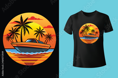 Unique t-shirt design for sailing aboard a boat at sea and oceans - vintage retro design - old sailing boat T-Shirt Design 2025 #01 (Pixel perfect vector t-shirt template