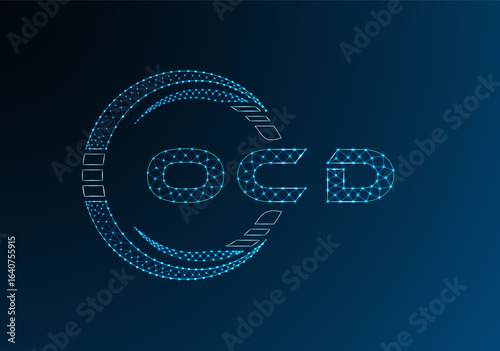 OCD low poly letter logo vector design. OCD lower poly logo design. Low poly logo.