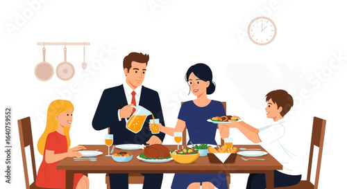 Family Together Enjoying A Festive Meal And Celebrating Special Moments At Home