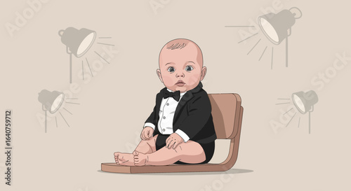 Elegant Little Boss Cartoon Character Ready For Any Business Under The Spotlights