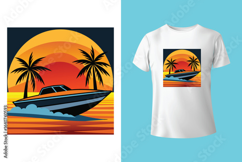 Unique t-shirt design for sailing aboard a boat at sea and oceans - vintage retro design - old sailing boat T-Shirt Design 2025 #01 (Pixel perfect vector t-shirt template