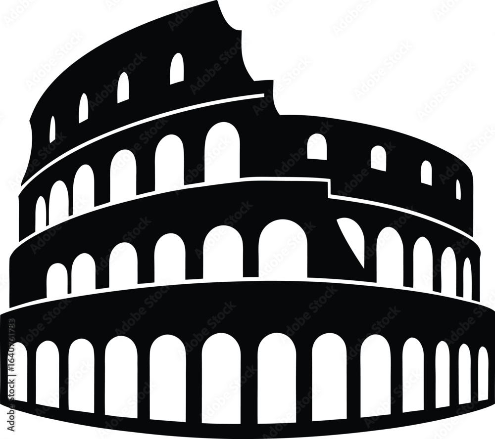 Naklejka premium Minimalist roman colosseum silhouette design