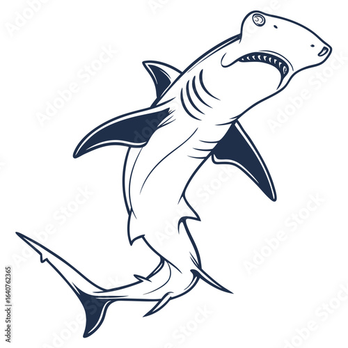 A striking hammerhead shark illustration exhibiting an aquatic and predatory design