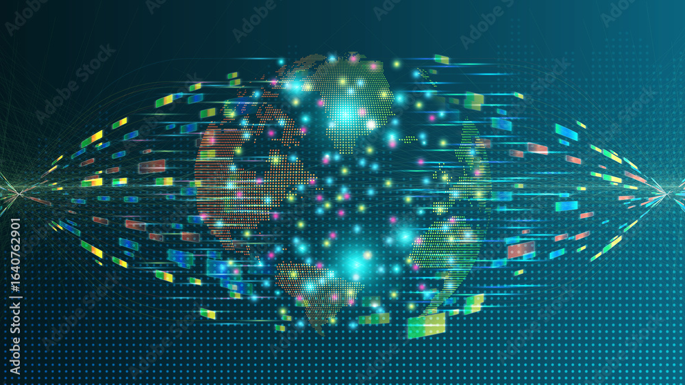 Obraz premium Big data vector background. Data funnel ai network. Big data background. Data funnel ai network. Quantum technology.