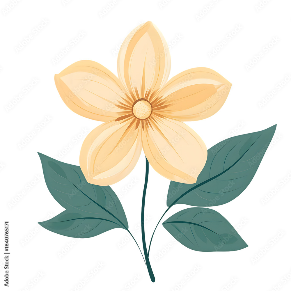 Fototapeta premium flowers and leaves Flat folk geometric style transparent background