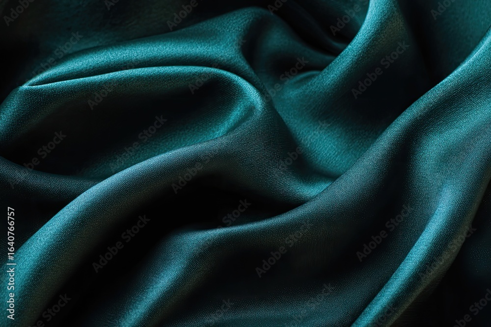 Obraz premium Deep teal silk fabric drapes in elegant folds (1)