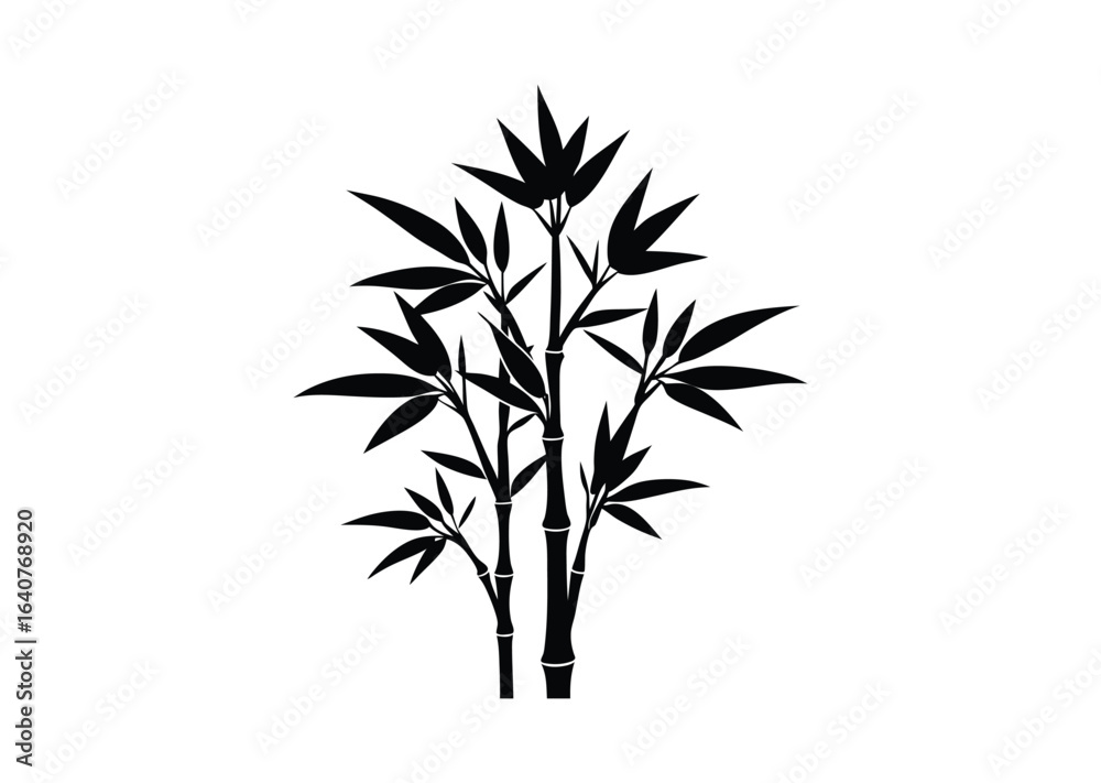 Obraz premium Bamboo silhouette black vector white background
