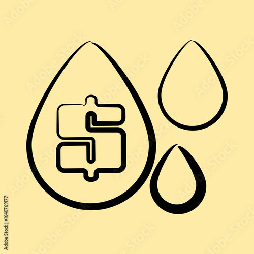 Icon oil price. Oil Industry elements. Icon in hand drawn style.