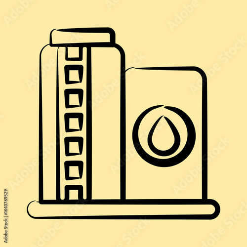 Icon oil storage. Oil Industry elements. Icon in hand drawn style.