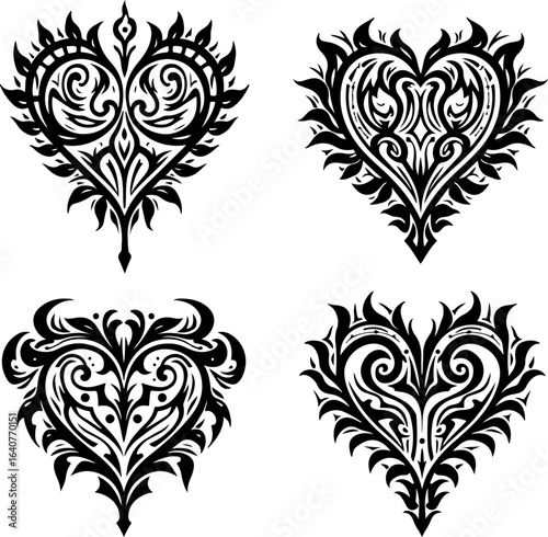 Ornamental Tribal Heart Designs