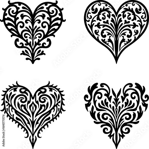 Ornamental Tribal Heart Designs