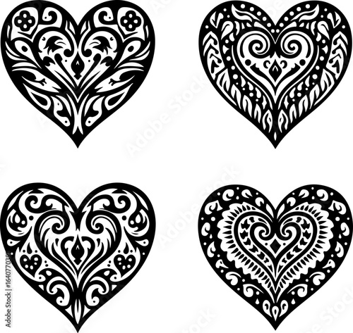 Ornamental Tribal Heart Designs