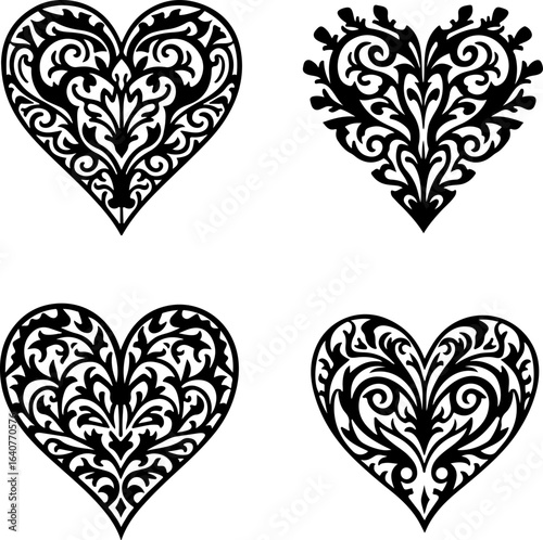 Ornamental Tribal Heart Designs