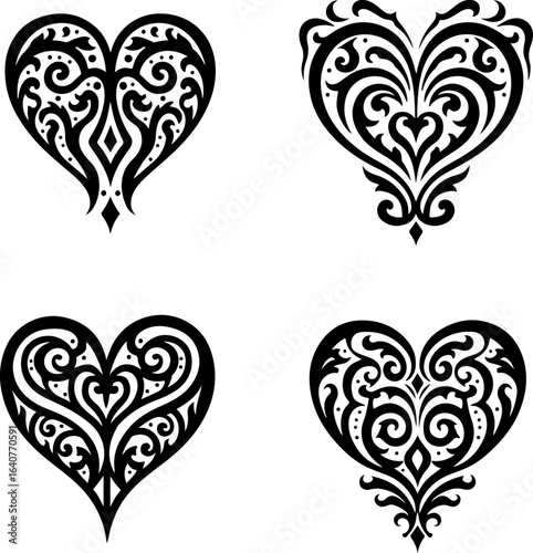 Ornamental Tribal Heart Designs