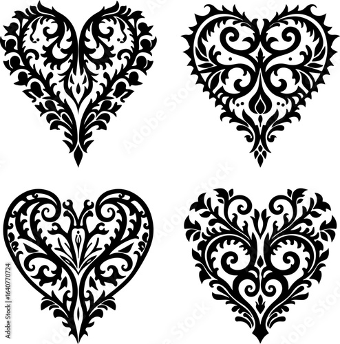 Ornamental Tribal Heart Designs