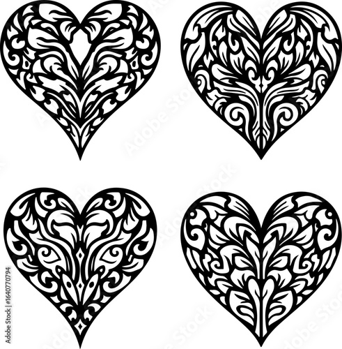 Ornamental Tribal Heart Designs