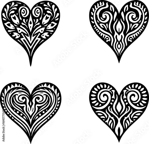 Ornamental Tribal Heart Designs