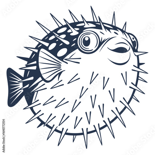 A cute and whimsical pufferfish illustration with a touch of humor and charm