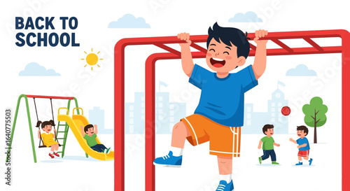 Happy Kids Playing at the School Playground Engaging in Fun Educational Activities