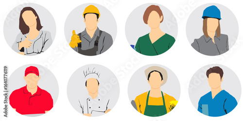 different people occupation users icon set