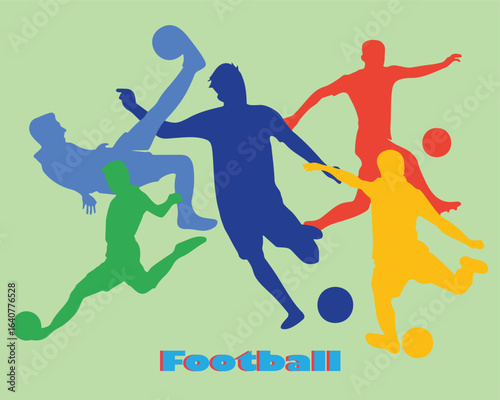 Dynamic football player collection with diverse poses and action