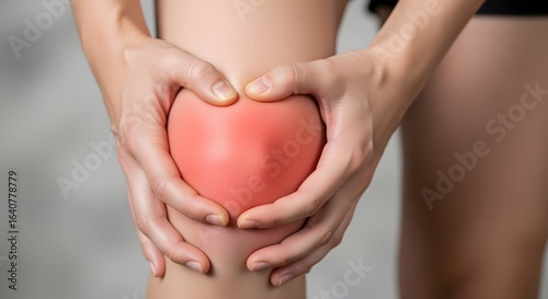 Wallpaper Mural Red Knee Pain Woman's Hands Holding Injury Medical Torontodigital.ca