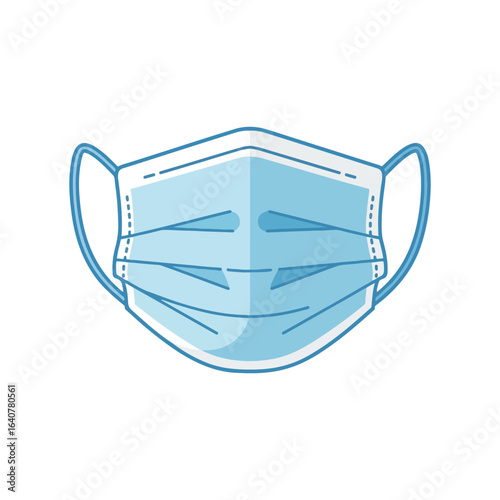 Simple illustration of a light blue disposable face mask.