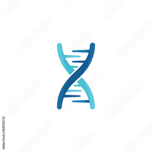 A stylized illustration of a DNA double helix in shades of blue, symbolizing genetics and biology.
