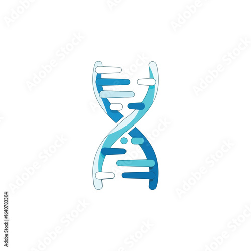 Abstract stylized DNA double helix illustration, blue gradient, genetic code.
