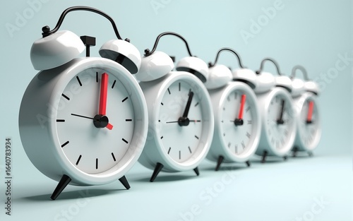 Clocks and clock hands that is pulled / twisted out of a regular shape. Used for ideas about distortion of time, time warping, time changing, speed warp or things that change quickly. 3d illustration.