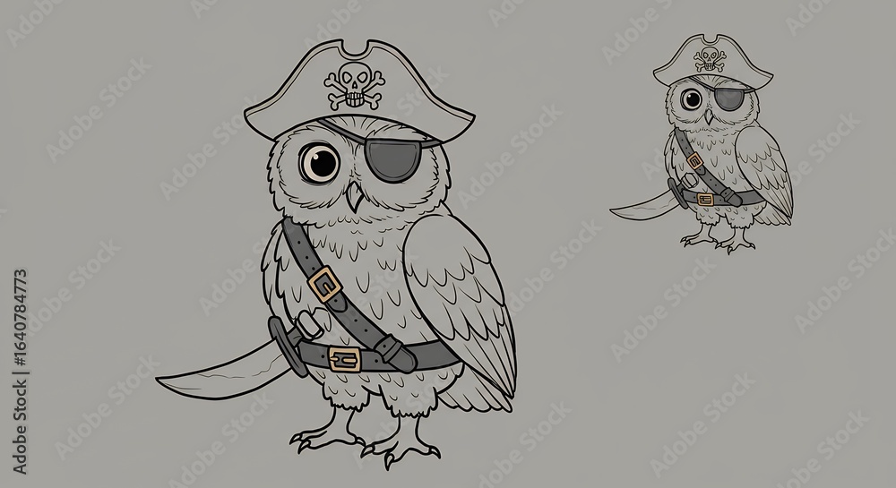 Obraz premium Owl pirate illustration