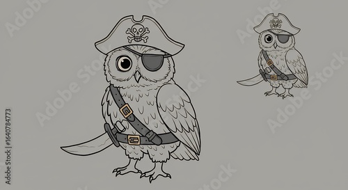Owl pirate illustration