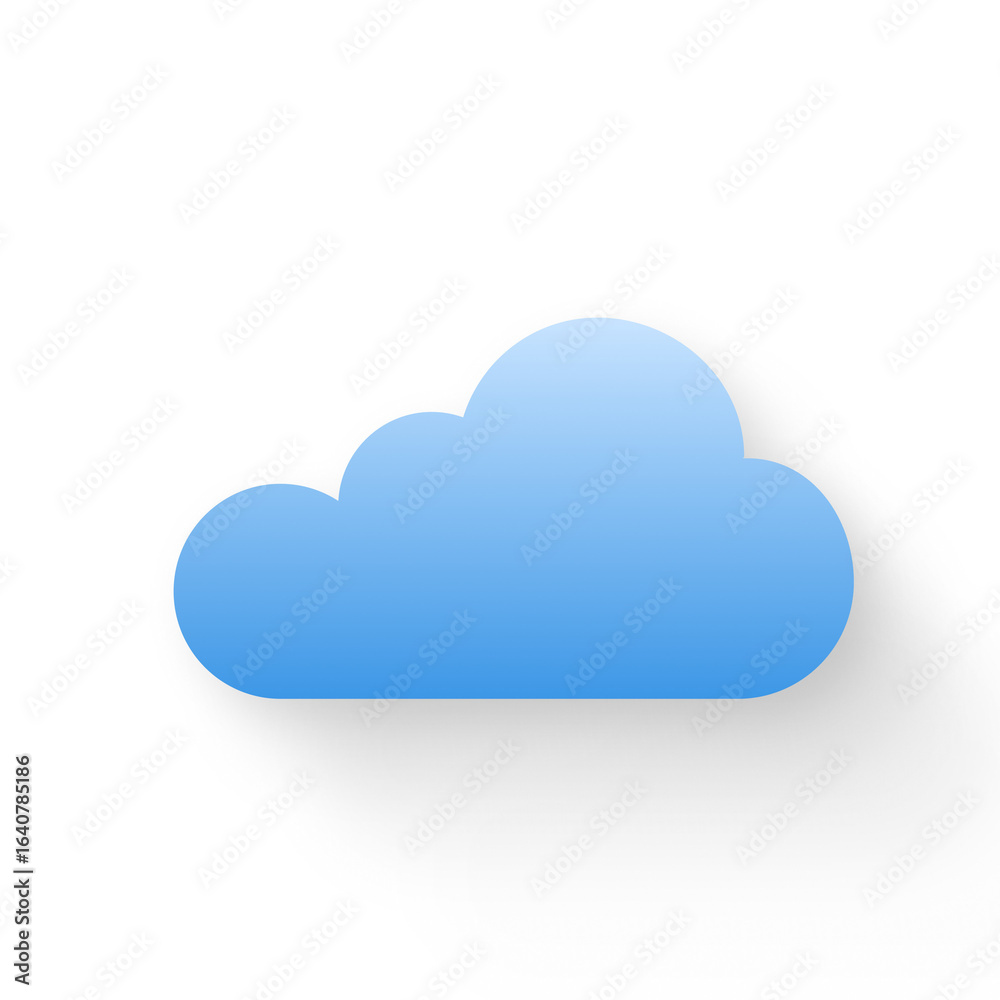 A sleek blue cloud icon with a soft shadow, representing digital data storage, cloud computing services, and internet connectivity on a white background. A sleek blue cloud icon with a soft shadow, representing digital data storage, cloud computing services, and internet connectivity on a white background.