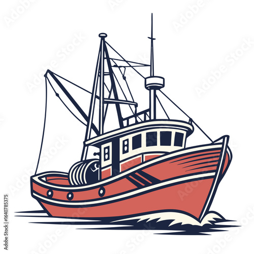 Collection of retro fishing trawler boat vector illustrations for logo & branding