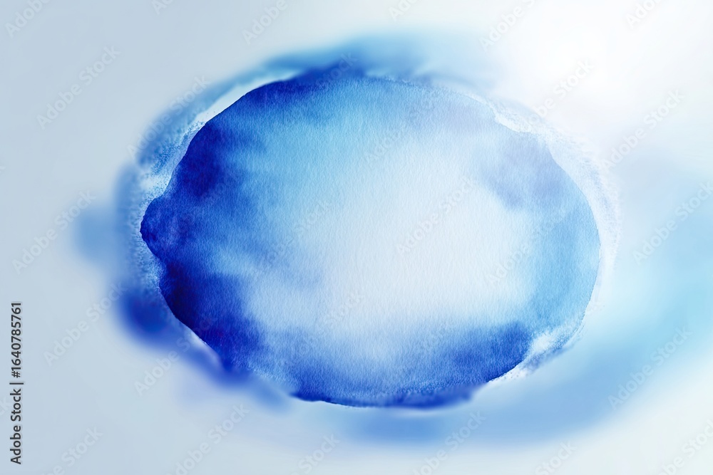 Fototapeta premium Abstract oval watercolor stain, light blue