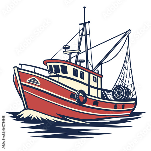 Collection of retro fishing trawler boat vector illustrations for logo & branding