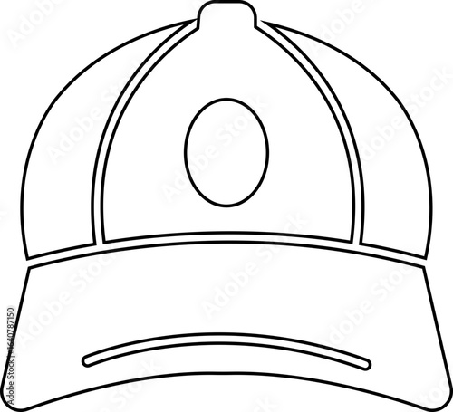 Baseball hat icon , black vector of sports cap group in line style, headwear fashion accessory symbols, adjustable snapback visor silhouette and outline isolated on transparent background