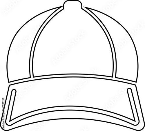 Baseball hat icon , black vector of sports cap group in line style, headwear fashion accessory symbols, adjustable snapback visor silhouette and outline isolated on transparent background