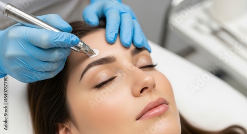 Wallpaper Mural Professional Eyebrow Microblading Procedure Performed by Skilled Artist Torontodigital.ca